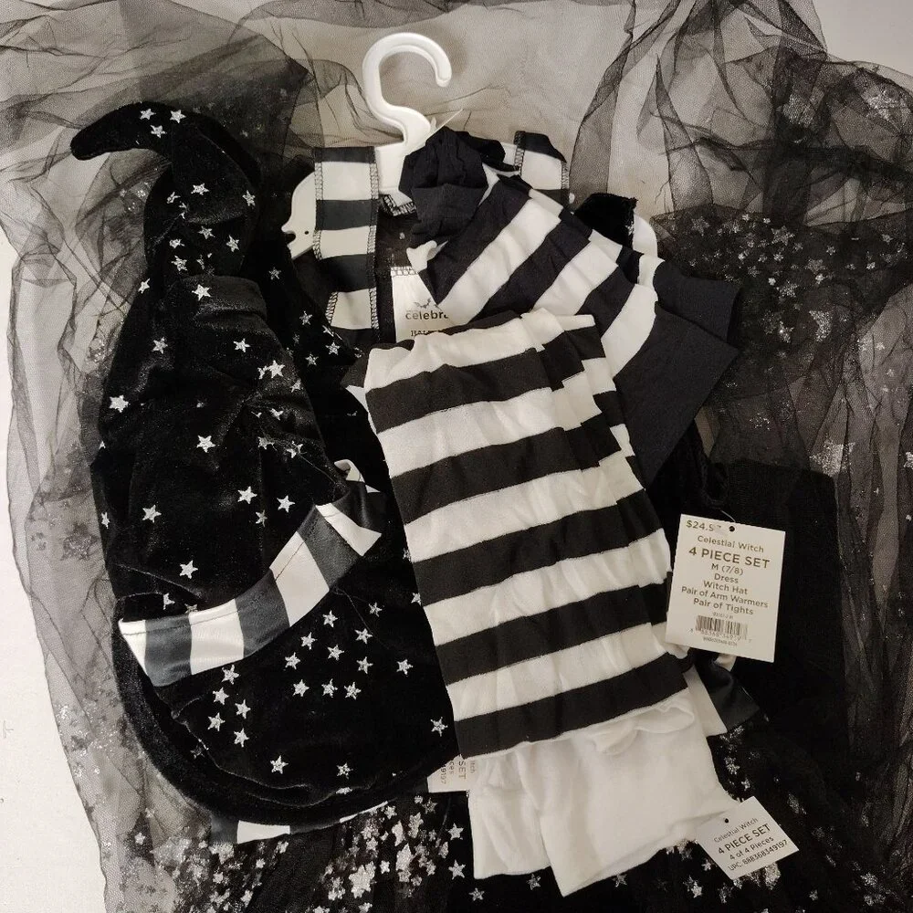 Girls Size M (7/8) Celestial Witch 4-Piece Sparkle Dress Halloween Costume